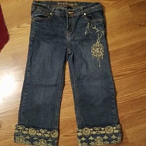 Gunit sz 16 sparkling gold stitch design blue jean